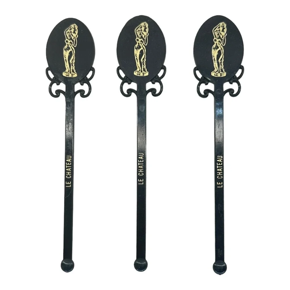 (3) Le Chateau Restaurant Stirrer Swizzle Stick Atlantic Beach FL VTG